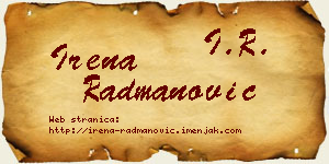 Irena Radmanović vizit kartica